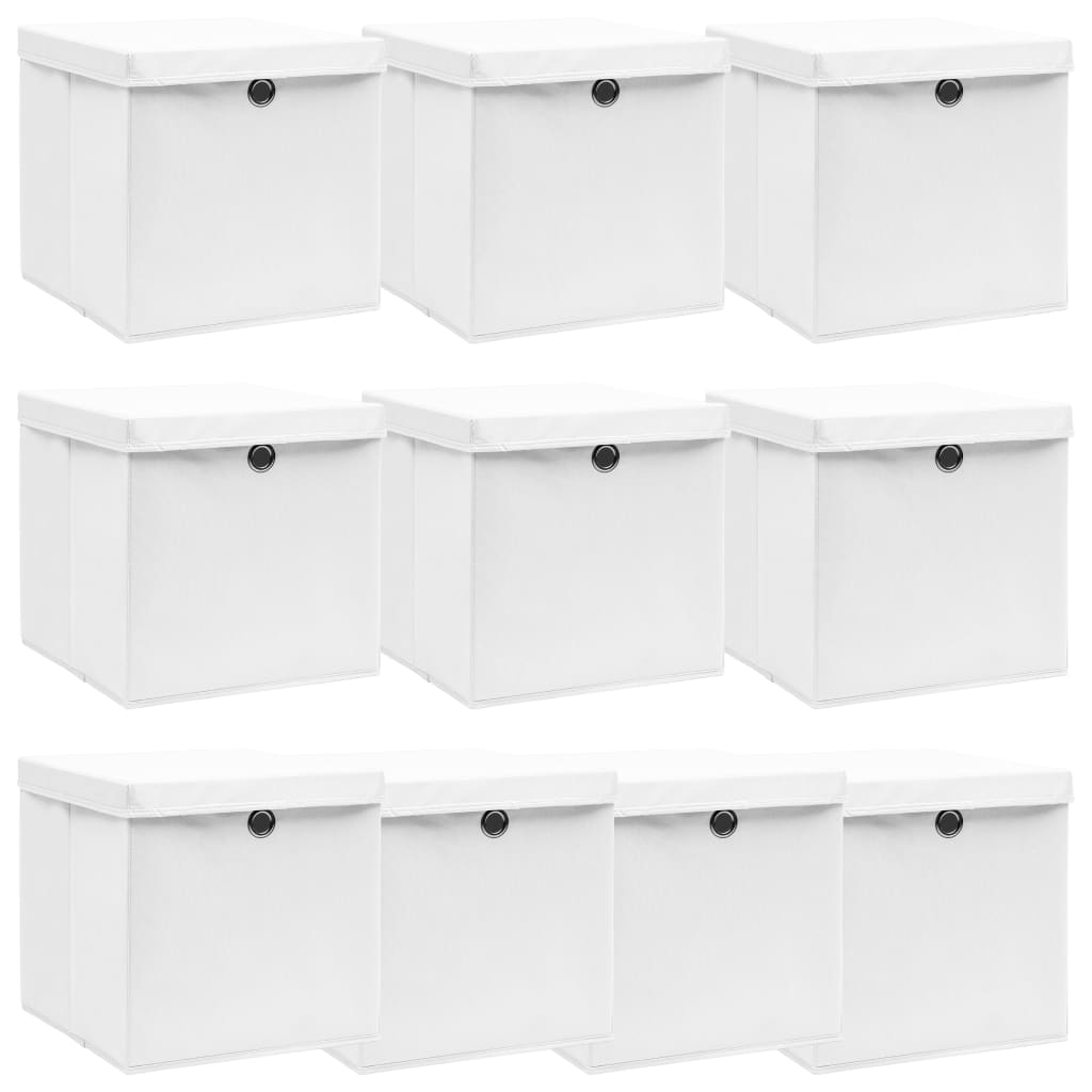 foto del prodotto scatole con coperchi 10 pz bianche 32x32x32 cm in tessuto cod mxl 52383