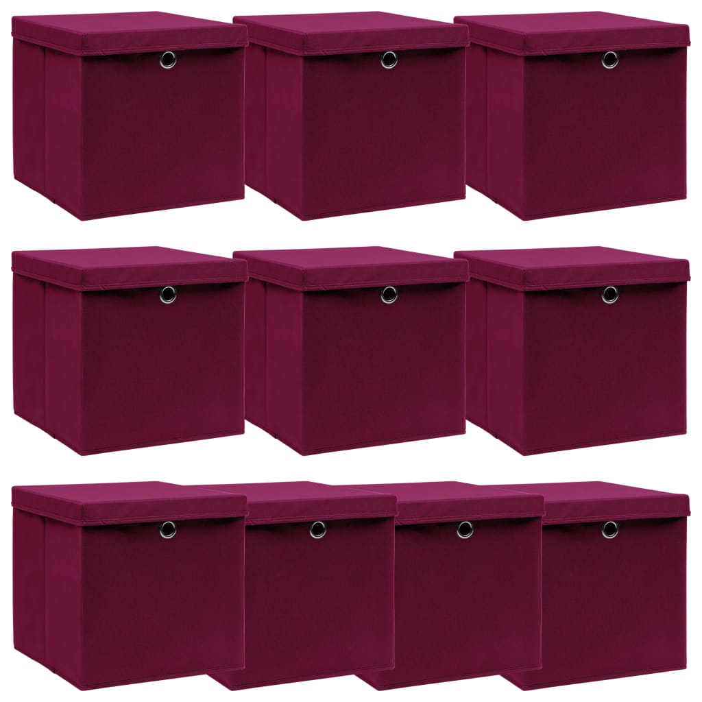 foto del prodotto scatole con coperchi 10 pz rosso scuro 32x32x32 cm in tessuto cod mxl 49772