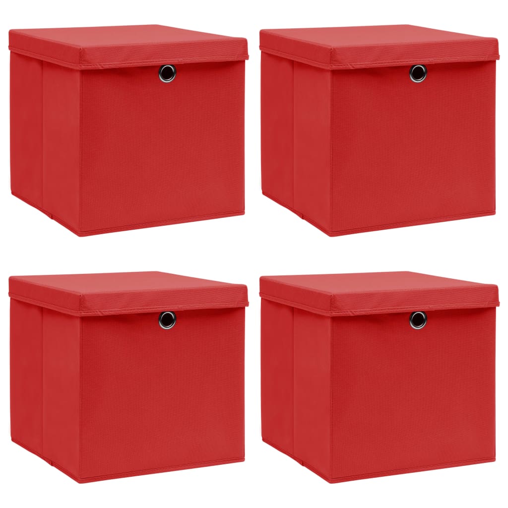 foto del prodotto scatole con coperchi 4 pz rosse 32x32x32 cm in tessuto cod mxl 41981