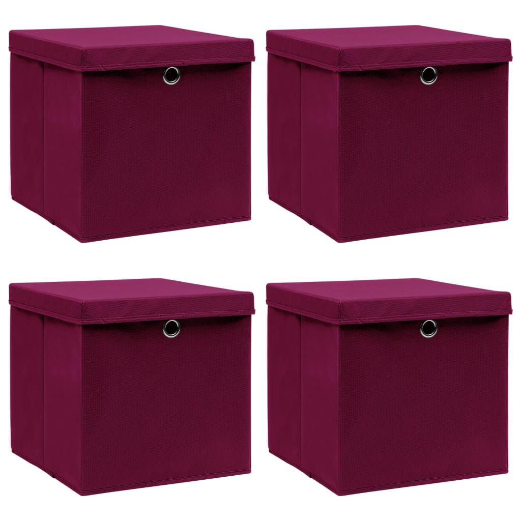 foto del prodotto scatole con coperchi 4 pz rosso scuro 32x32x32 cm in tessuto cod mxl 40869