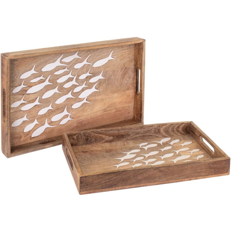 foto del prodotto scatole e vassoi fish tray 2u vassoio decorativo rettangolare marrone 5x38x23 cm signes grimalt
