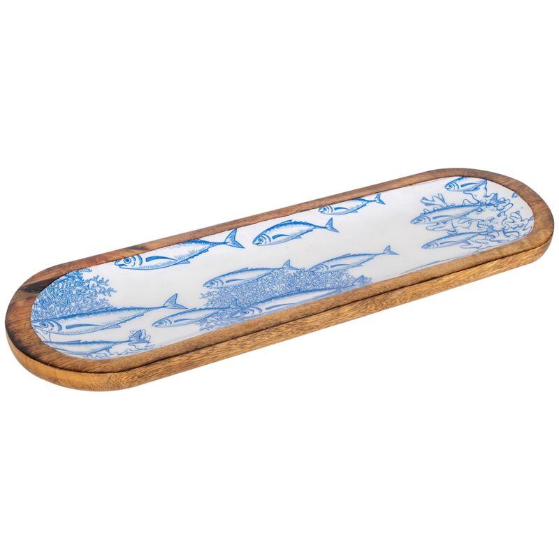 foto del prodotto scatole e vassoi per pesci tray vassoio decorativo ovale blu 2x46x14 cm signes grimalt
