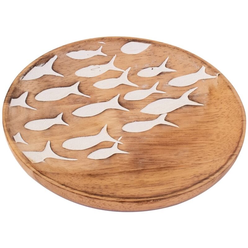 foto del prodotto scatole e vassoi per piccoli piatti da pesce vassoio decorativo rotondo marrone 2x16x16 cm signes grimalt