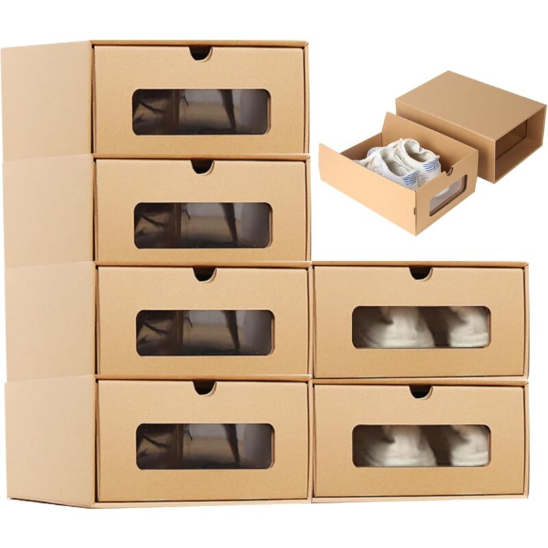 foto del prodotto scatole porta scarpe scatole porta scarpe impilabili da 6 pezzi scatole porta scarpe durevoli in cartone scatole porta scarpe diroir con finestra