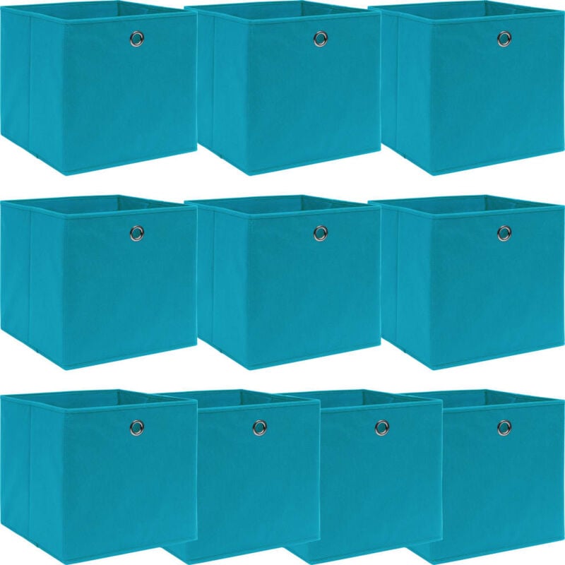 foto del prodotto scatole portaoggetti 10pz azzurre 32x32x32 cm tessuto vidaxl