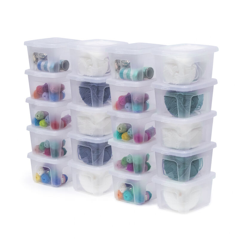 foto del prodotto scatole portaoggetti, 2l, set di 20, trasparente, chiusura facile, impilabile, plastica trasparente, per armadio, scaffali, scuola, organizzazione,