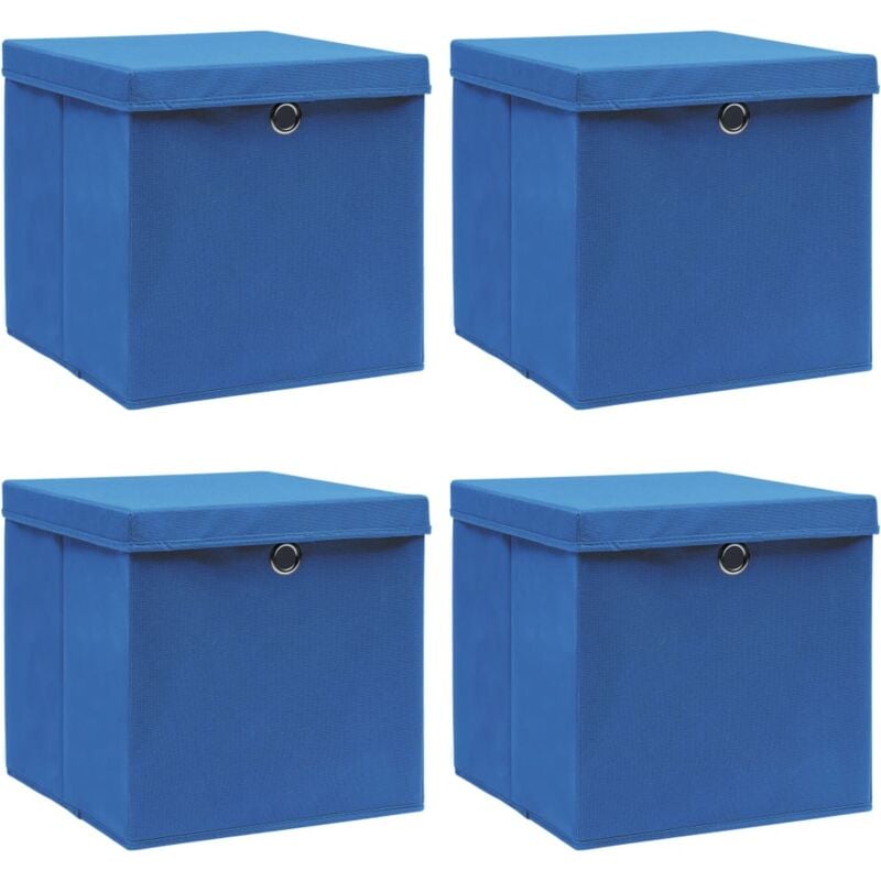 foto del prodotto scatole portaoggetti con coperchi 4pz blu 32x32x32 cm tessuto vidaxl