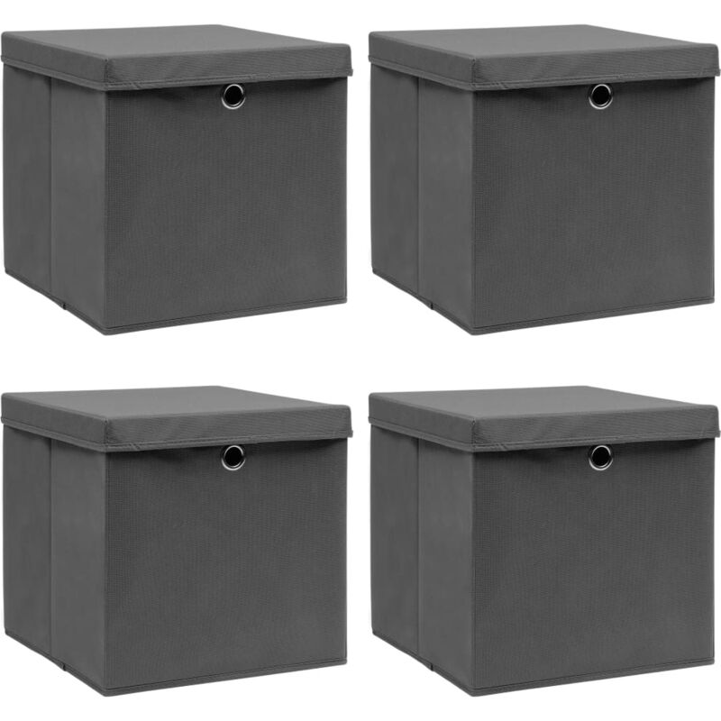 foto del prodotto scatole portaoggetti con coperchi 4pz grigi 32x32x32 cm tessuto vidaxl