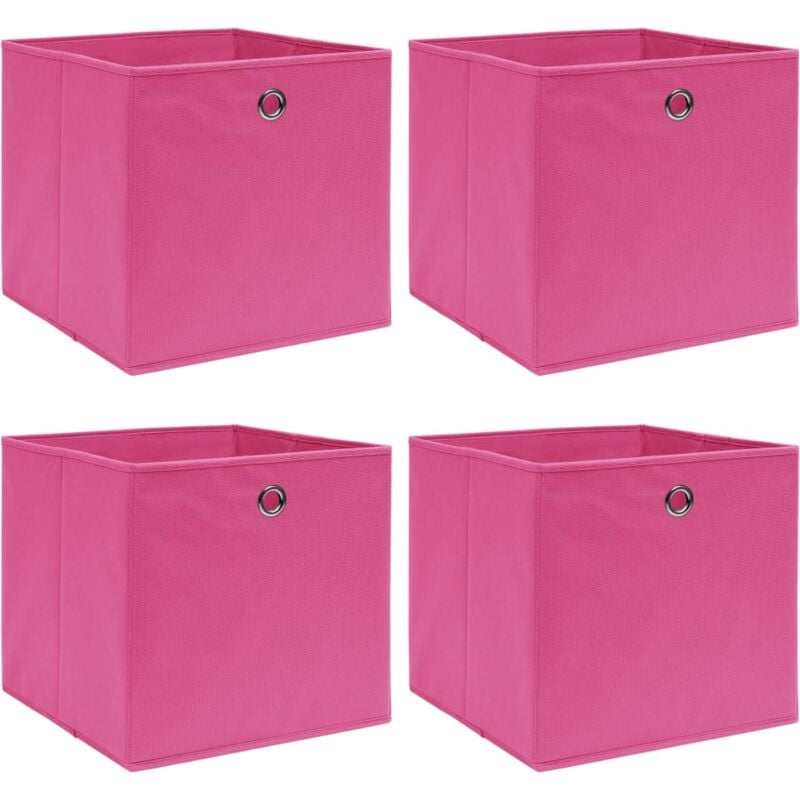 foto del prodotto scatole portaoggetti con coperchi 4pz rosa 32x32x32 cm tessuto vidaxl