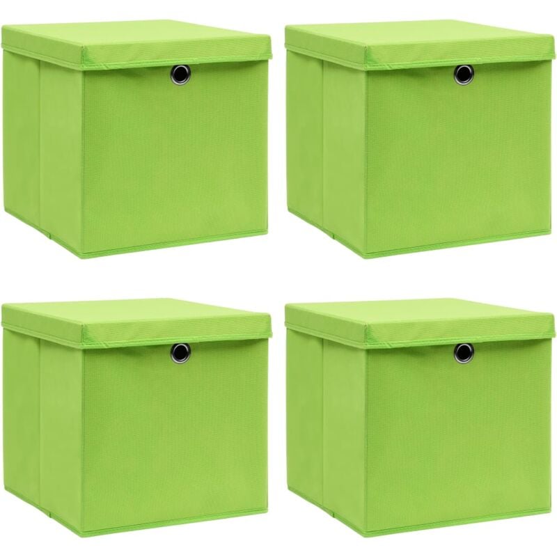 foto del prodotto scatole portaoggetti con coperchi 4pz verdi 32x32x32 cm tessuto vidaxl