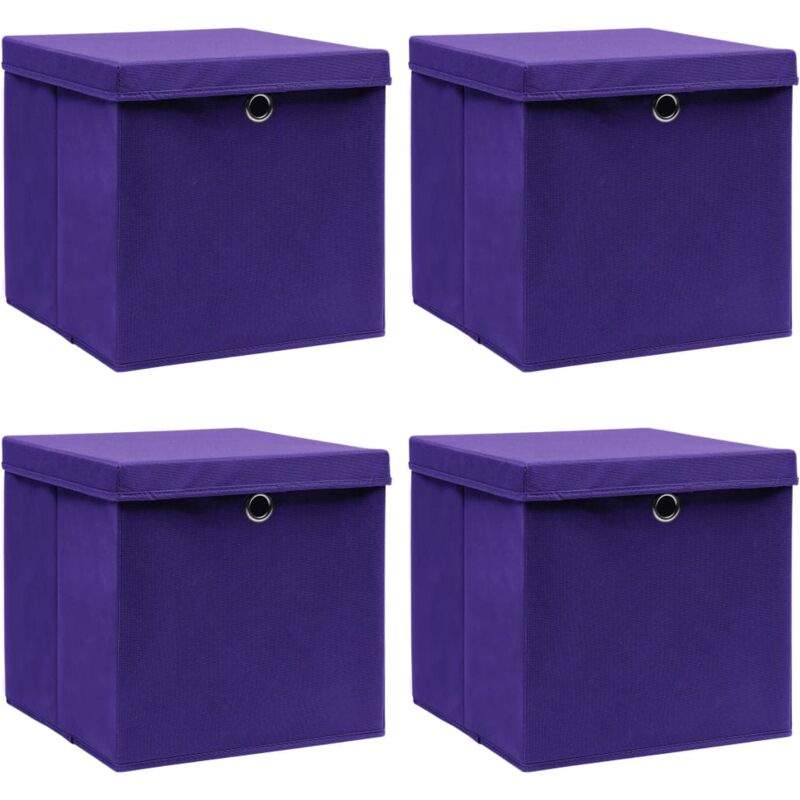foto del prodotto scatole portaoggetti con coperchi 4pz viola 32x32x32cm tessuto vidaxl