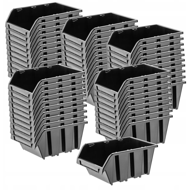 foto del prodotto scatole portaoggetti da parete, scatole in plastica impilabili per organizzare i tuoi attrezzi, contenitori con beccuccio per garage (confezione da