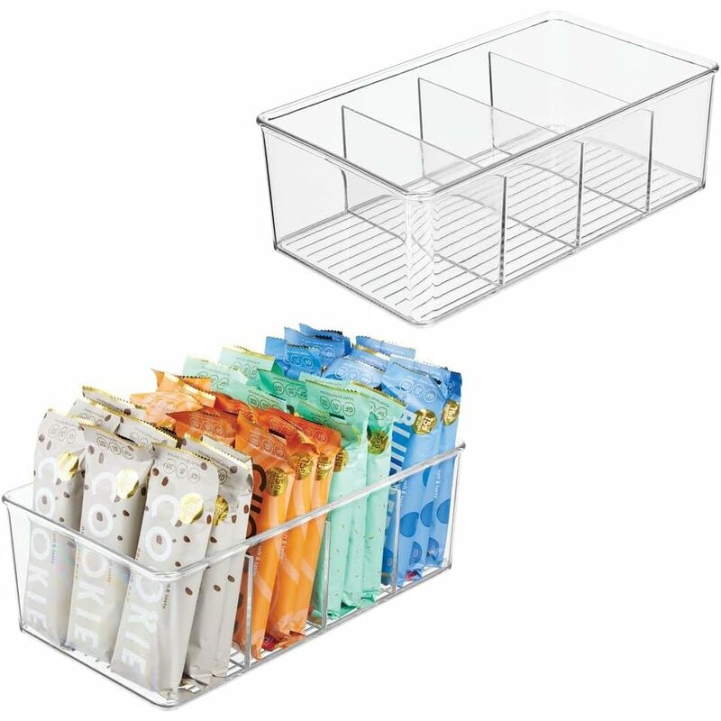 foto del prodotto scatole portaoggetti impilabili set di 2 contenitori per la cucina. trasparente