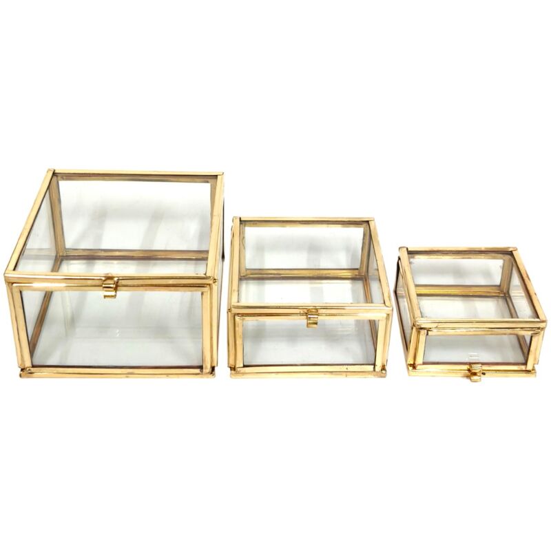 foto del prodotto scatole portaoggetti trasparenti set di 3 scatole decorative per organizzare e decorare la casa