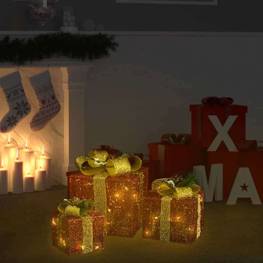 foto del prodotto scatole regalo decorative natale 3pz rosso da esterno interni cod mxl 45019