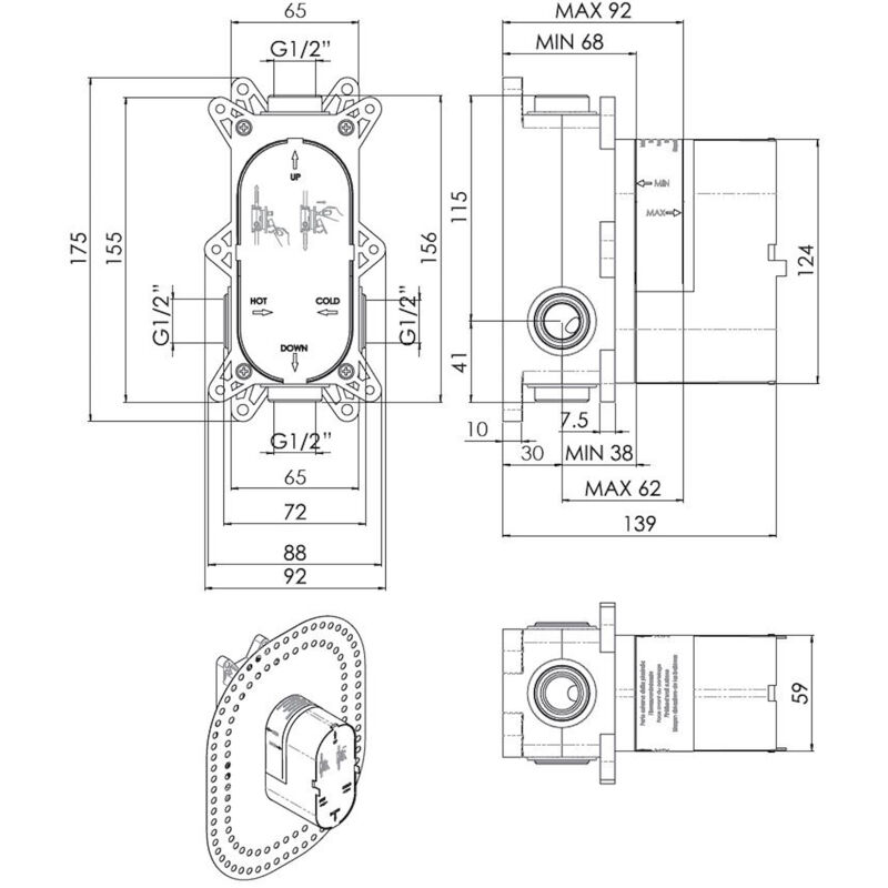 foto del prodotto scelto da desivero corpo incasso doccia c deviaz. completo di scat.ingr.acqua calda e fredda 1 2 codice prod dsv17326