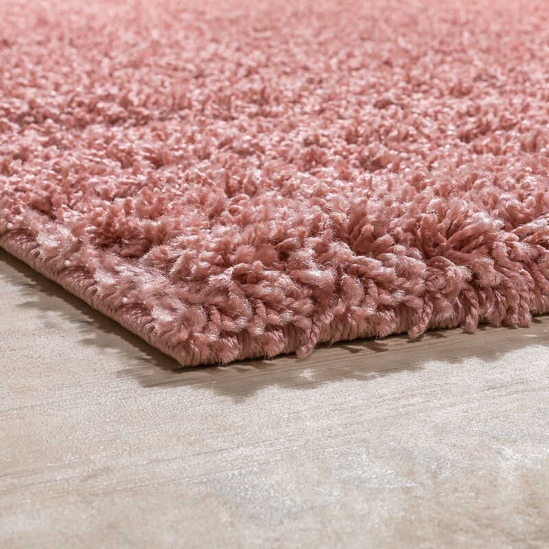 foto del prodotto scendiletto passatoia shaggy tappeto pelo lungo tinta unita monocolore rosa set di tappeti 3 pezzi 2 pezzi 60x100 1 pezzo 70x250 paco home