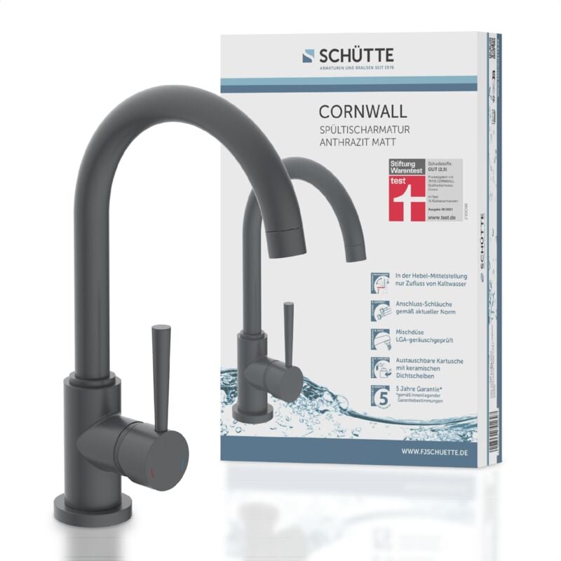 foto del prodotto sch tte 79164 miscelatore da cucina cornwall, rubinetto da cucina girevole a 360 gradi, miscelatore per lavello con miscelatore monocomando,
