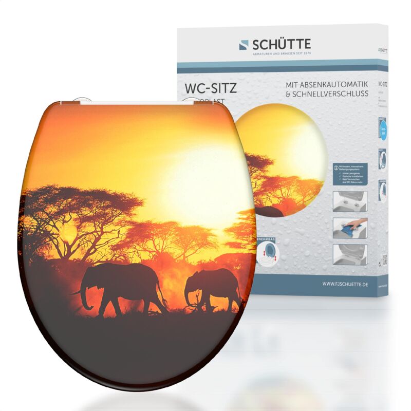 foto del prodotto sch tte 82360 82360 sedile wc in duroplast africa con abbassamento automatico e chiusura rapida, motivo