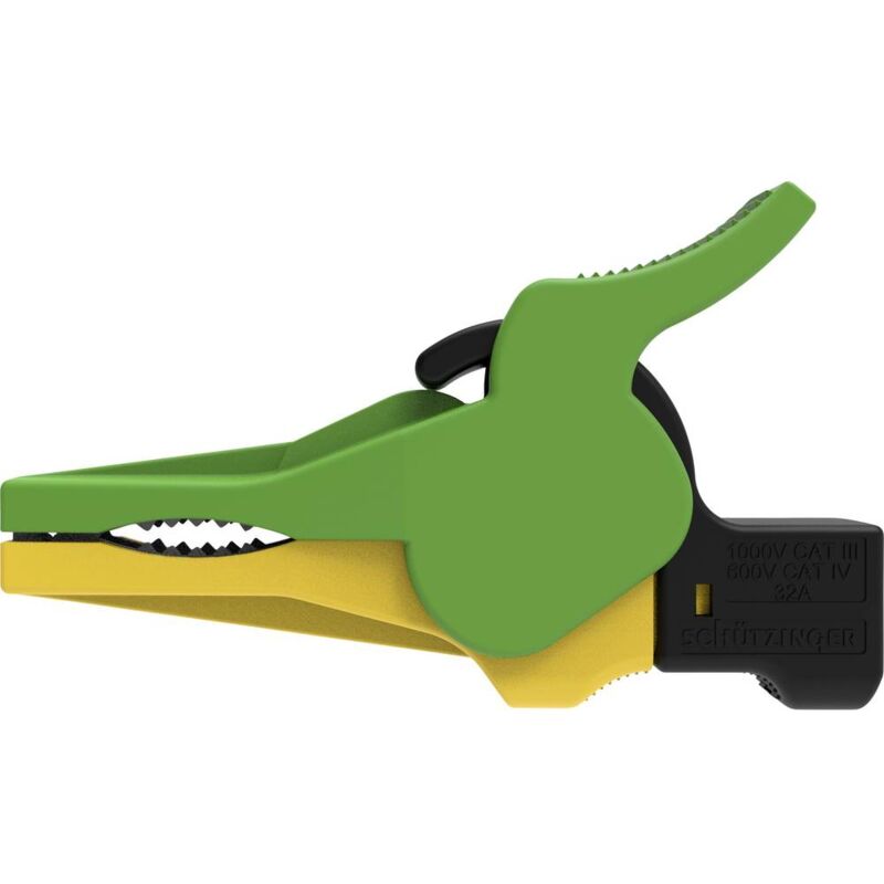 foto del prodotto sch tzinger sak 9230 ni gnge morsetto a clip coccodrillo isolato presa verde giallo