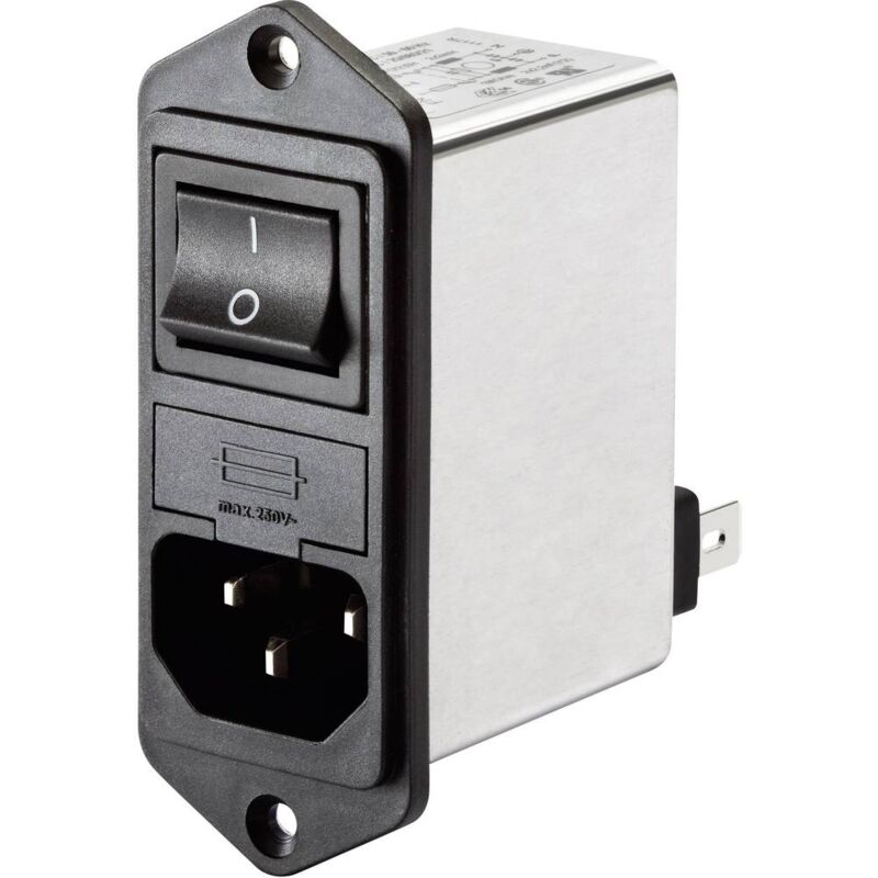 foto del prodotto schaffner fn 284 4 06 fn 284 4 06 filtro di rete con interruttore , con connettore 250 v ac 4 a 1 mh 1 pz.