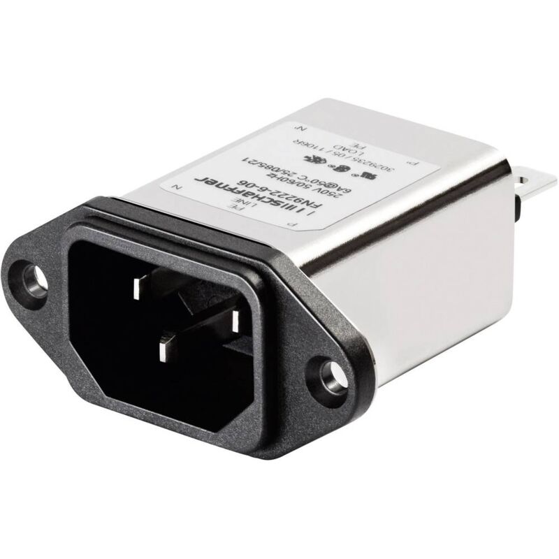 foto del prodotto schaffner fn 9222 3 06 fn 9222 3 06 filtro di rete con connettore 250 v ac 3 a 2.5 mh l x a 48 mm x 22.5 mm 1 pz.