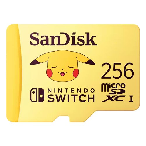 foto del prodotto scheda di memoria sandisk sdsqxao 256g gn6zk pokemon pikachu yellow