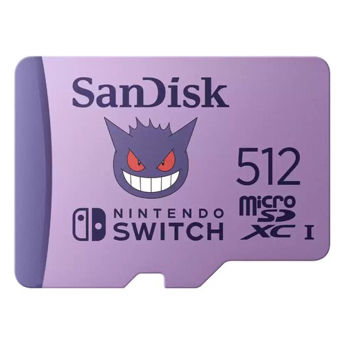 foto del prodotto scheda di memoria sandisk sdsqxao 512g gn6zk pokemon gengar purple
