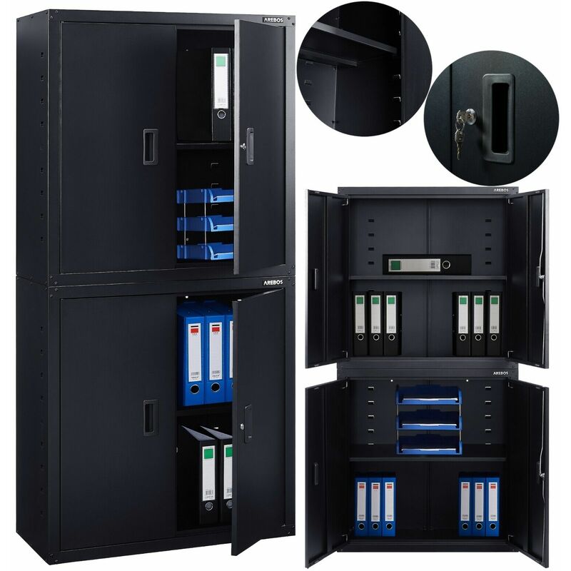 foto del prodotto schedario classificatore armadio per ufficio armadio pratico nero arebos