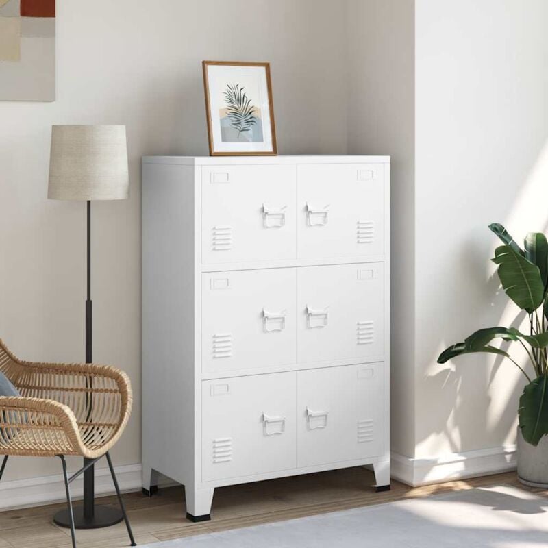 foto del prodotto schedario industriale 75x40x115 cm in metallo con 6 ante vari colori colore bianco