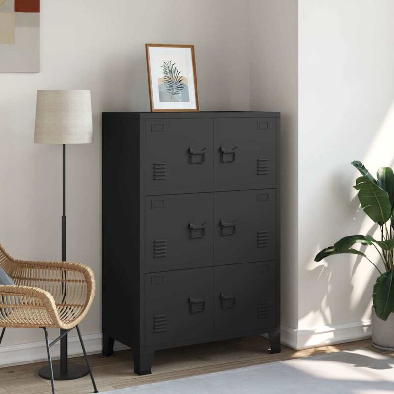 foto del prodotto schedario industriale 75x40x115 cm in metallo con 6 ante vari colori colore nero