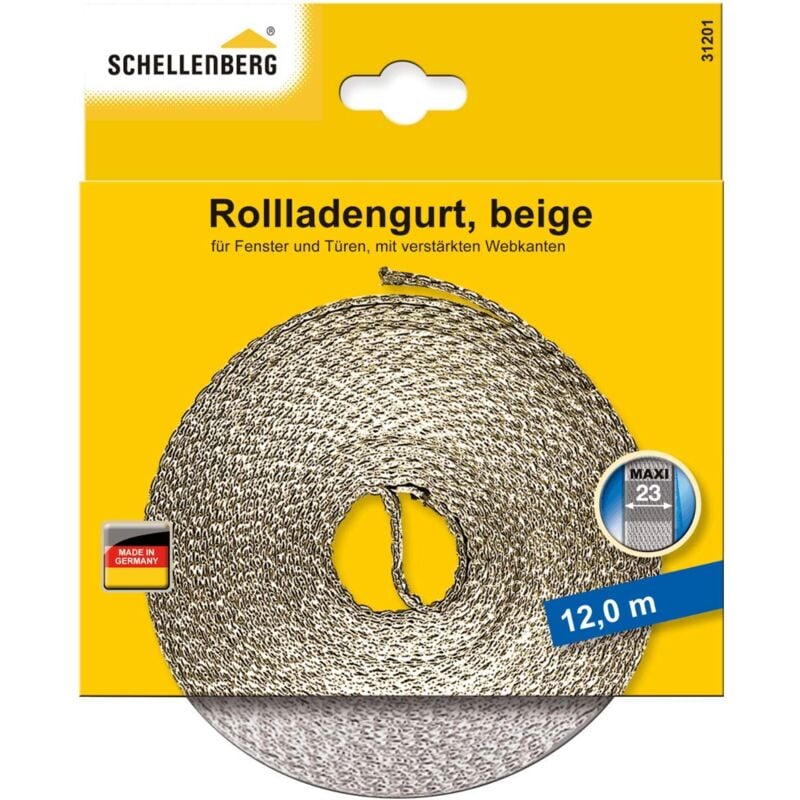 foto del prodotto schellenberg 31201 cinghia per tapparelle maxi 23 mm, 12 m, beige