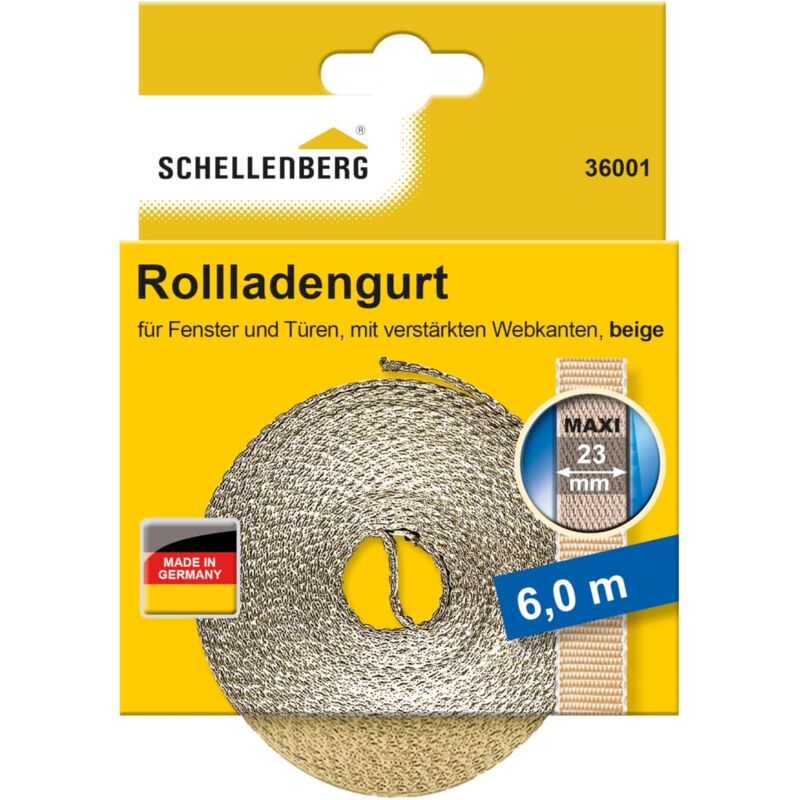 foto del prodotto schellenberg 36001 cinghia per tapparelle maxi 23 mm, 6 m, beige