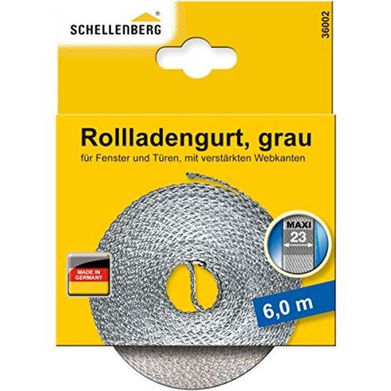 foto del prodotto schellenberg 36002 cinghia per tapparelle maxi 23 mm, 6 m, grigio