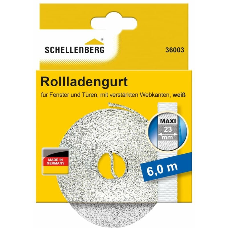 foto del prodotto schellenberg 36003 cinghia per tapparelle maxi 23 mm, 6 m, bianco