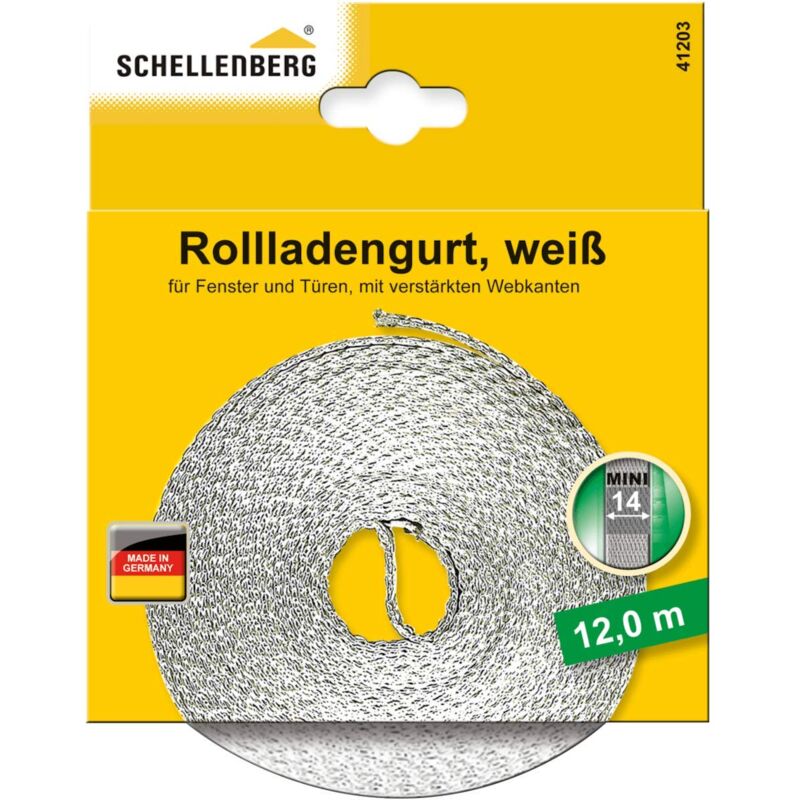 foto del prodotto schellenberg 41203 cinghia per tapparelle, 14 mm 12.0m, bianco