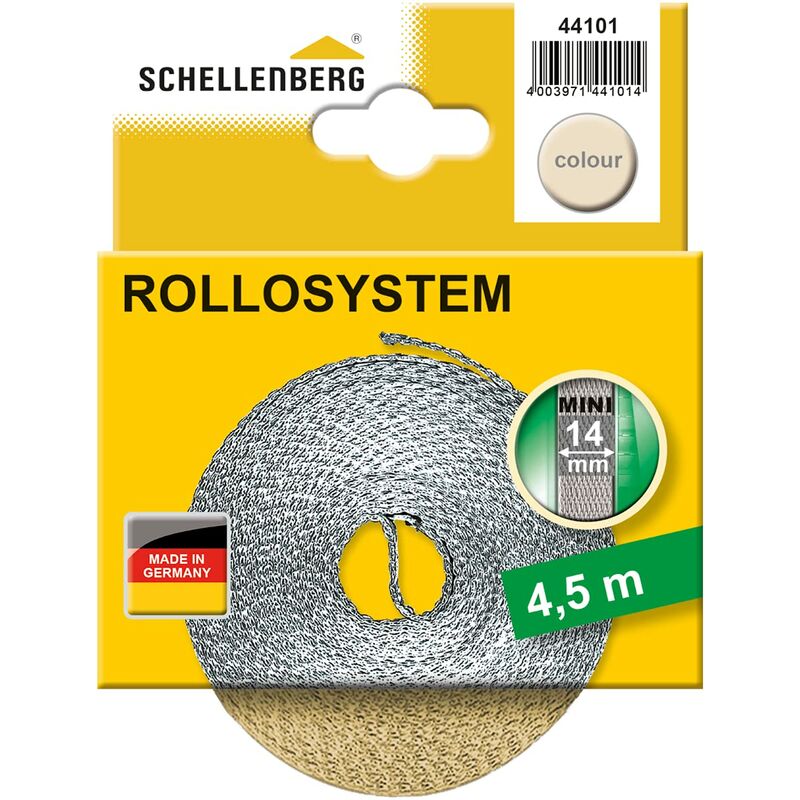 foto del prodotto schellenberg 44101 cintino avvolgibili 14 mm x 4,5 m sistema mini, cinghia tapparella beige