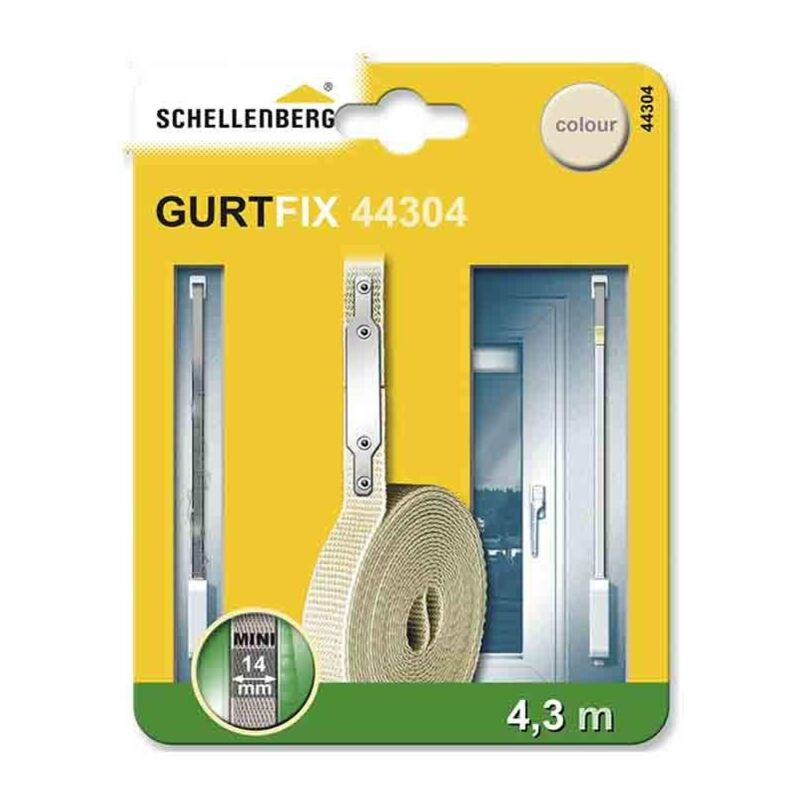 foto del prodotto schellenberg 44304 kit di riparazione cintino per tapparelle, larghezza del nastro sistema, lunghezza 4,3 m, beige, mini 14 mm