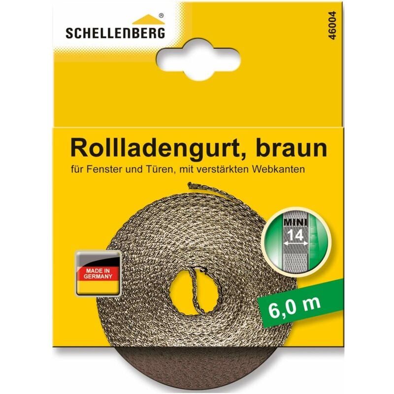 foto del prodotto schellenberg 46004 cinghia per tapparelle, 14 mm 6m, colore marrone