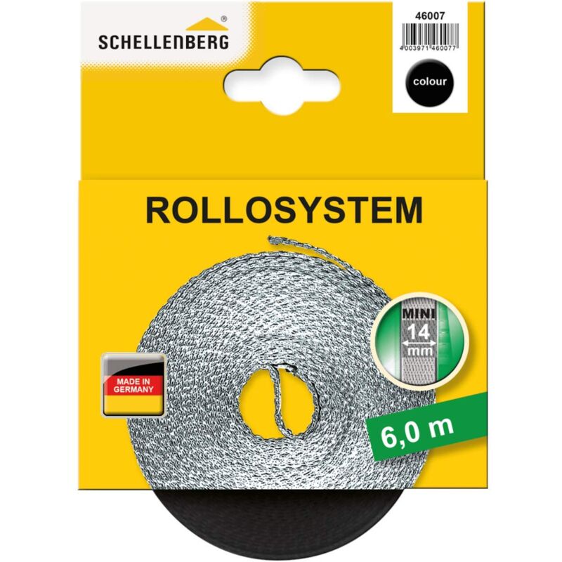 foto del prodotto schellenberg 46007 cintino avvolgibili 14 mm x 6 m sistema mini, cinghia tapparella, nero