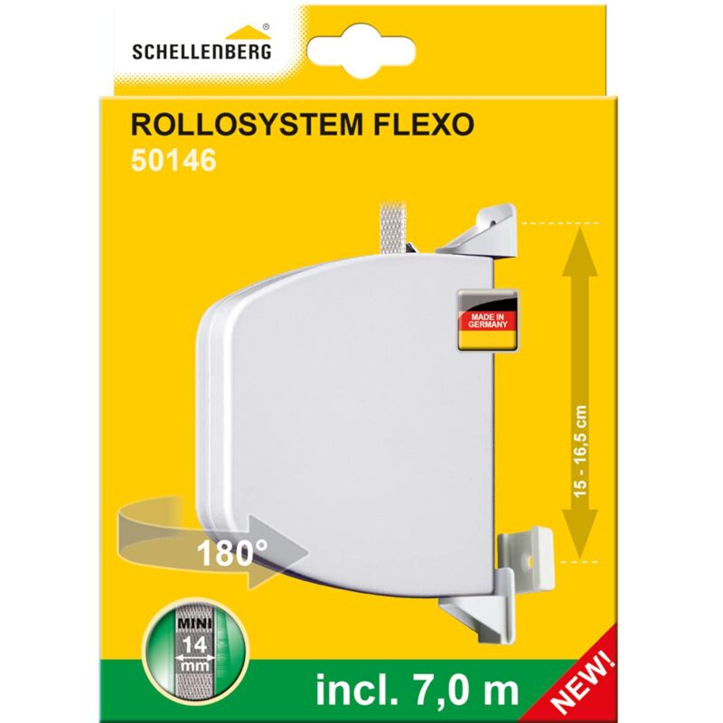 foto del prodotto schellenberg 50146 avvolgitore tapparella mini con nastro, bianco, interasse fori 15 16,5 cm
