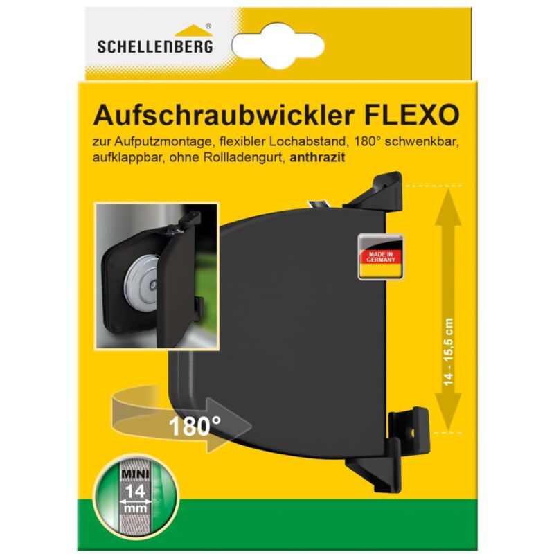 foto del prodotto schellenberg 50149 avvolgitore flexo mini a vite, antracite, interasse fori 14 15,5 cm