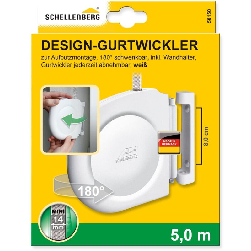 foto del prodotto schellenberg 50150 mini avvolgitore ad avvitamento, bianco, design