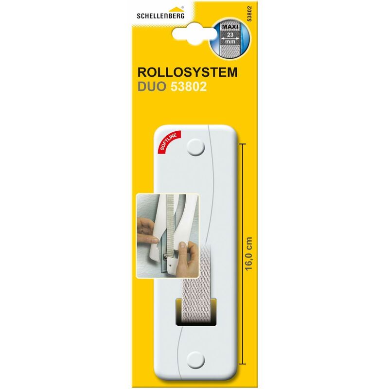 foto del prodotto schellenberg 53802 copri avvolgitore duo bianco, distanza fori 160 mm dimensioni 64 x 210 x 9 mm larghezza cinghia max. 23 mm