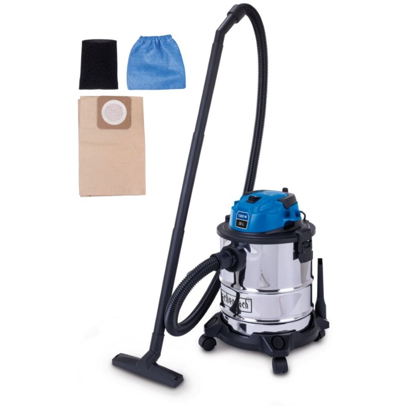 foto del prodotto scheppach aspiratore aspirapolvere aspiraliquidi bidone inox 1200w 20l nts20