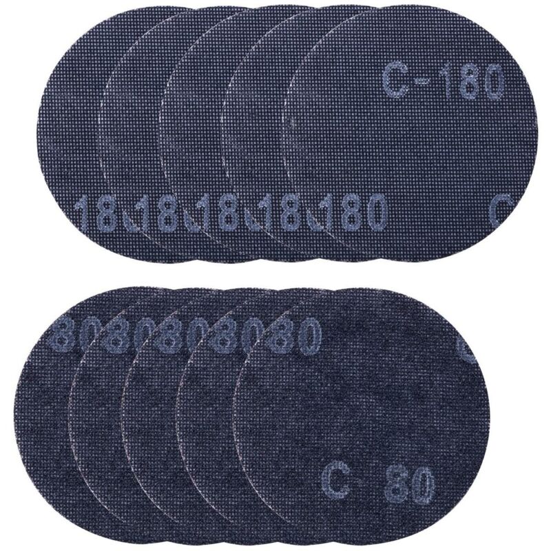 foto del prodotto scheppach kit 10 dischi abrasivi in rete 150mm 80 180 gr per levigatrici da muro