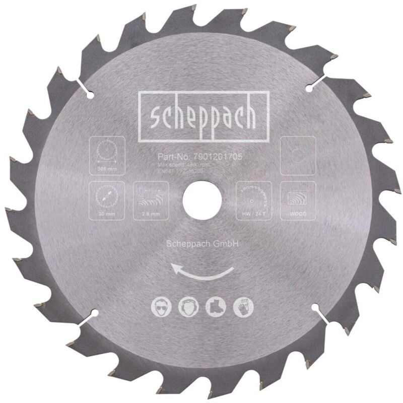 foto del prodotto scheppach lama circolare 305 mm 24t per legno per troncatrice hm305