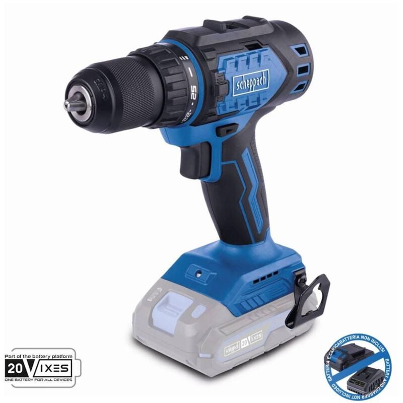 foto del prodotto scheppach trapano avvitatore brushless 20v senza batteria ixes bc dd60 x