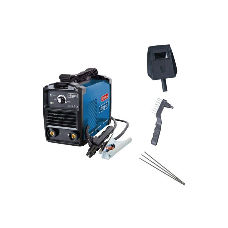 foto del prodotto scheppach unit di saldatura 160a con maschera, spazzola 3 bacchette wse1100