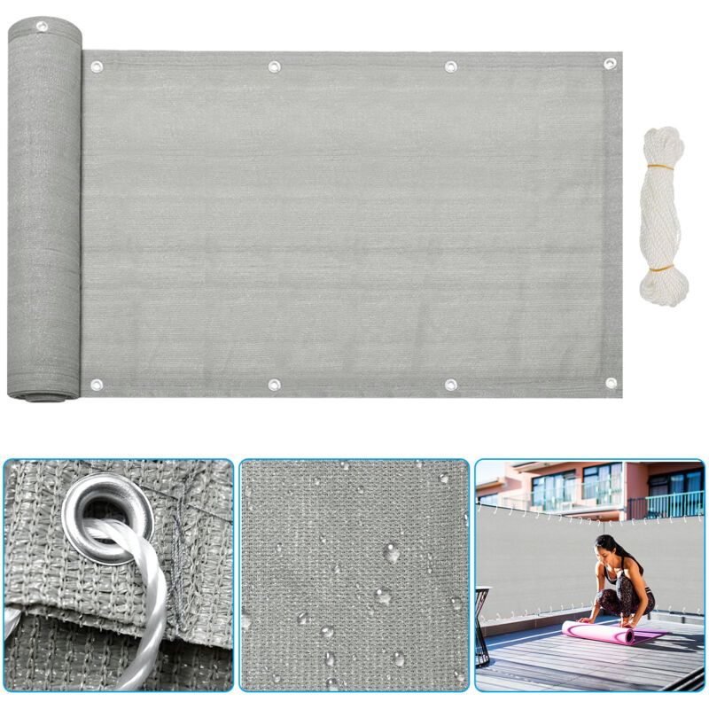 foto del prodotto schermatura privacy per balcone 600x90 cm copertura privacy hdpe grigia 180gr m2 swanew